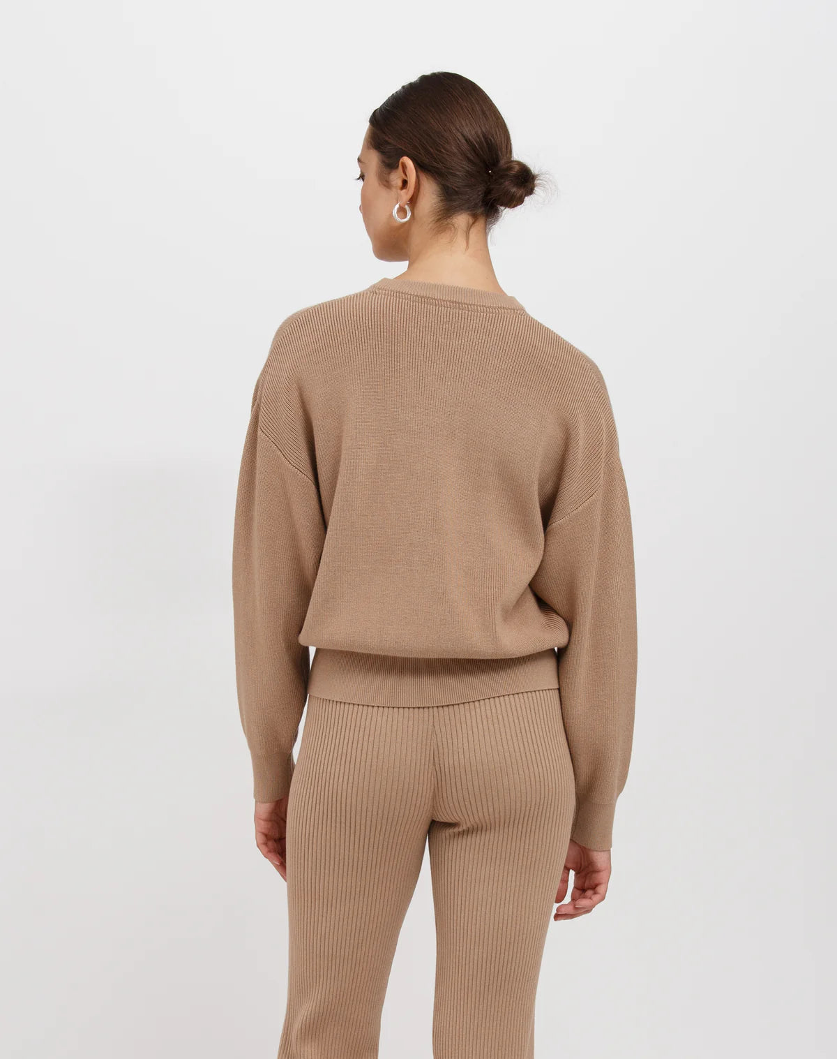 Brunette the Label Olivia Rib Knit Crew - Fawn