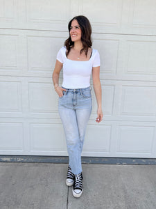 RD Style Stacy Short Sleeve Ribbed Bodysuit - White