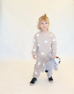 Load image into Gallery viewer, Brunette the Label Oversized Kids All Over Heart Oversized Jogger - Oyster
