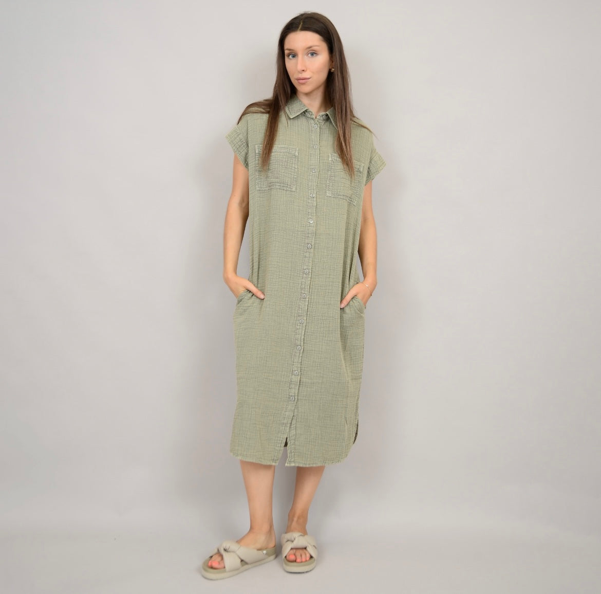 RD Style Aira Gauze Shirt Dress
