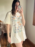 Load image into Gallery viewer, Girl Dangerous Butterfly Chart Tshirt Dress - Cream
