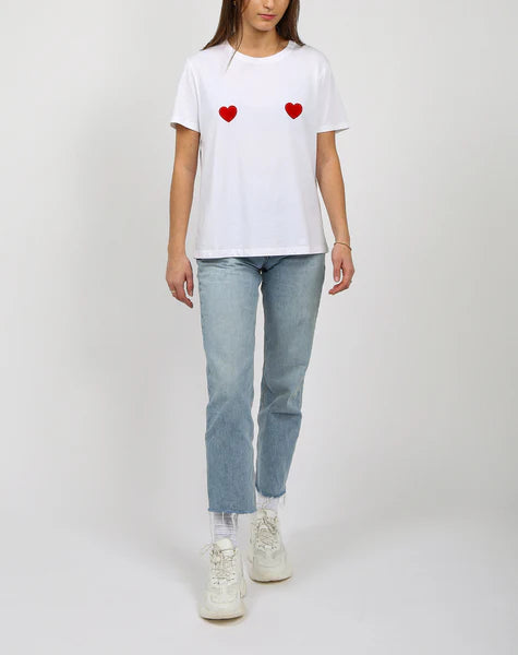 Brunette the Label Double Heart Classic Tee - White