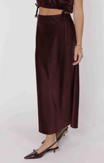 Load image into Gallery viewer, Sage the Label Deep Trance Bias Midi Skirt - Wine
