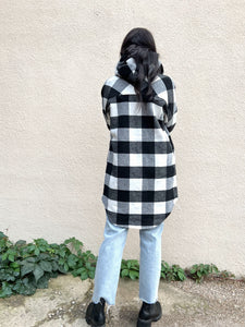 Plaid hooded deals coat