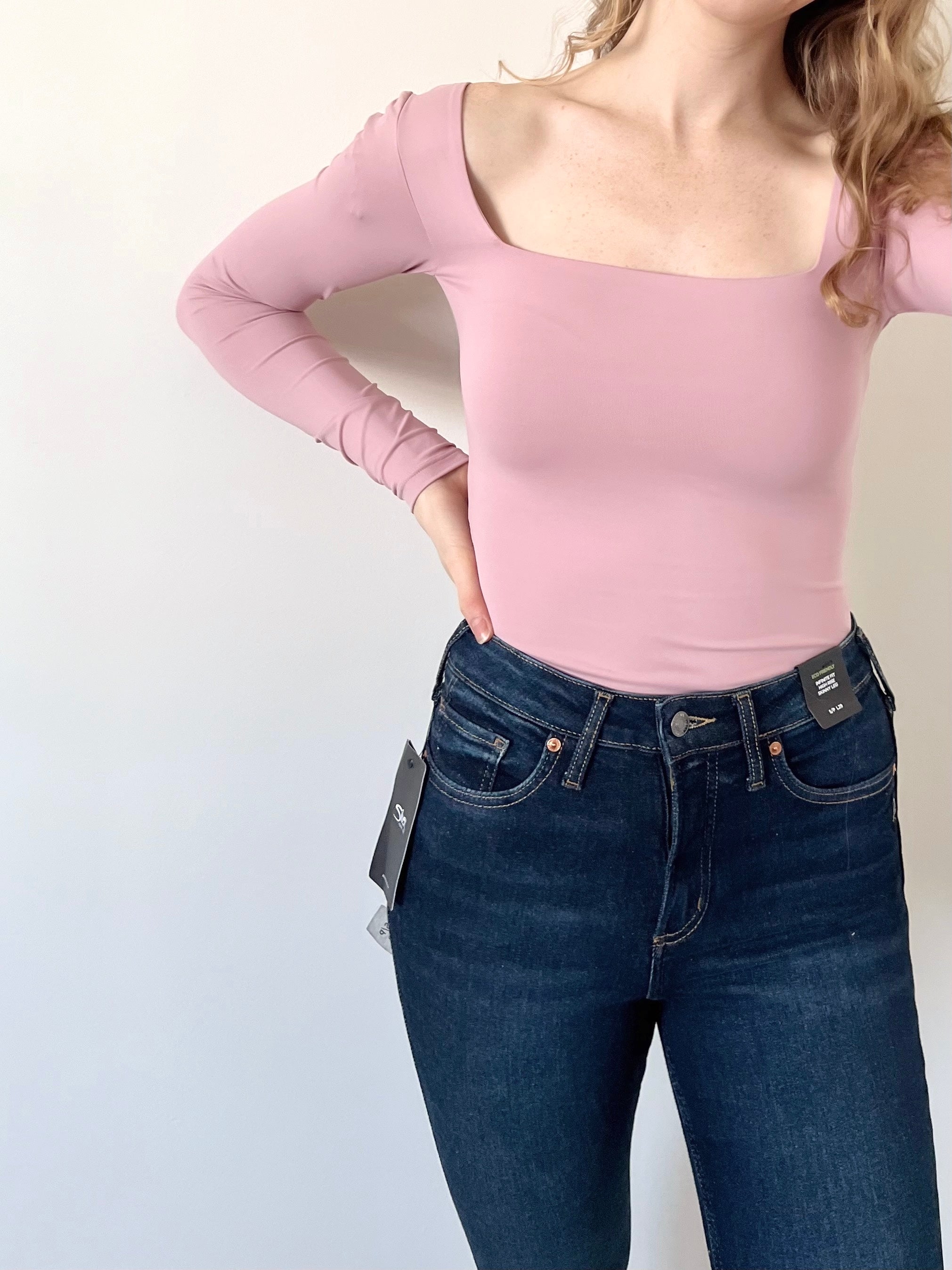RD Style Stacy Square Neck Bodysuit - Woodrose