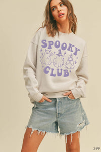Honestee Spooky Club Graphic Crewneck - Heather Oatmeal