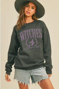 Honestee Witches Social Club Graphic Crewneck - Vintage Black