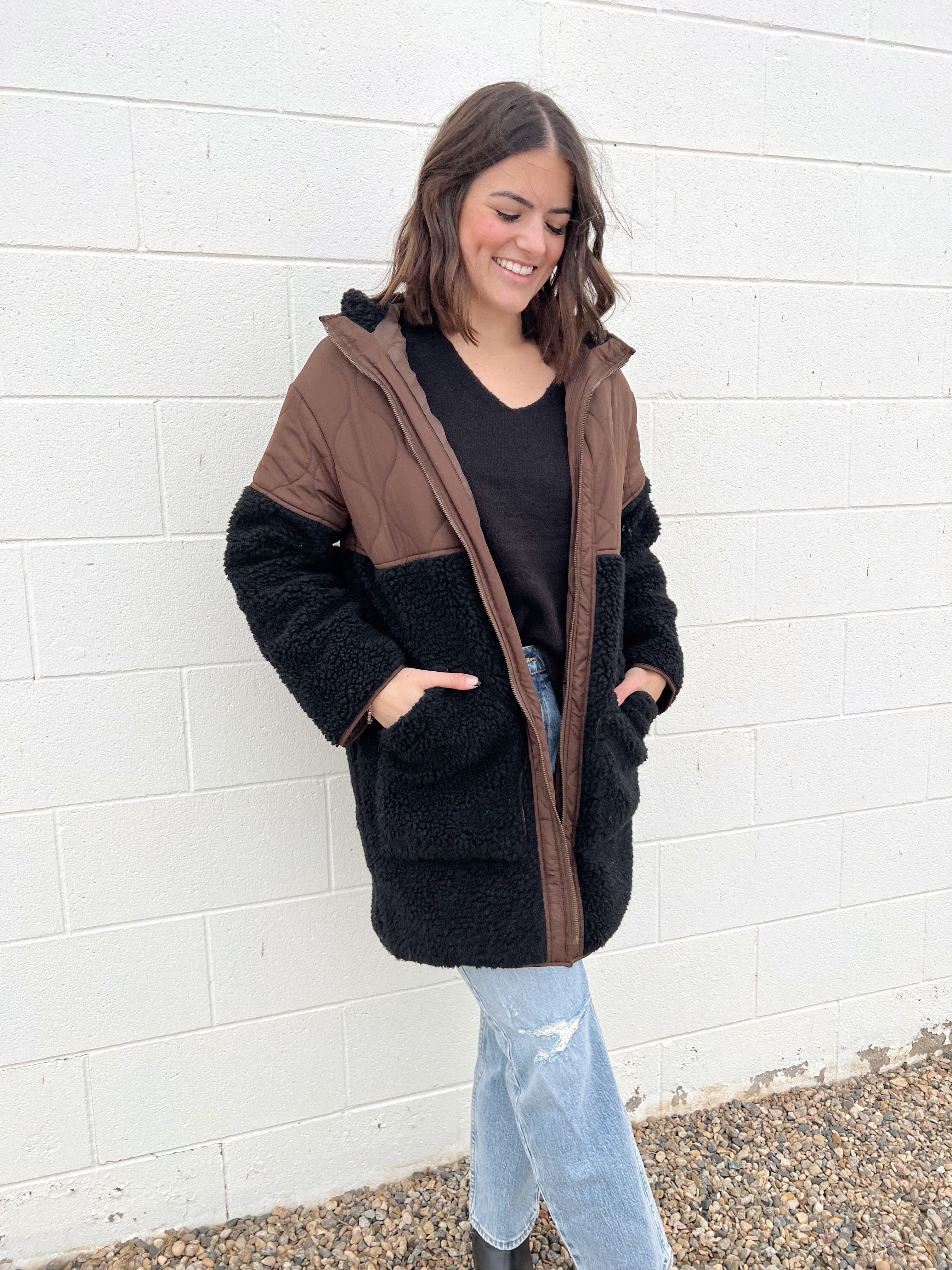 Rd style hooded jacket with best sale sherpa