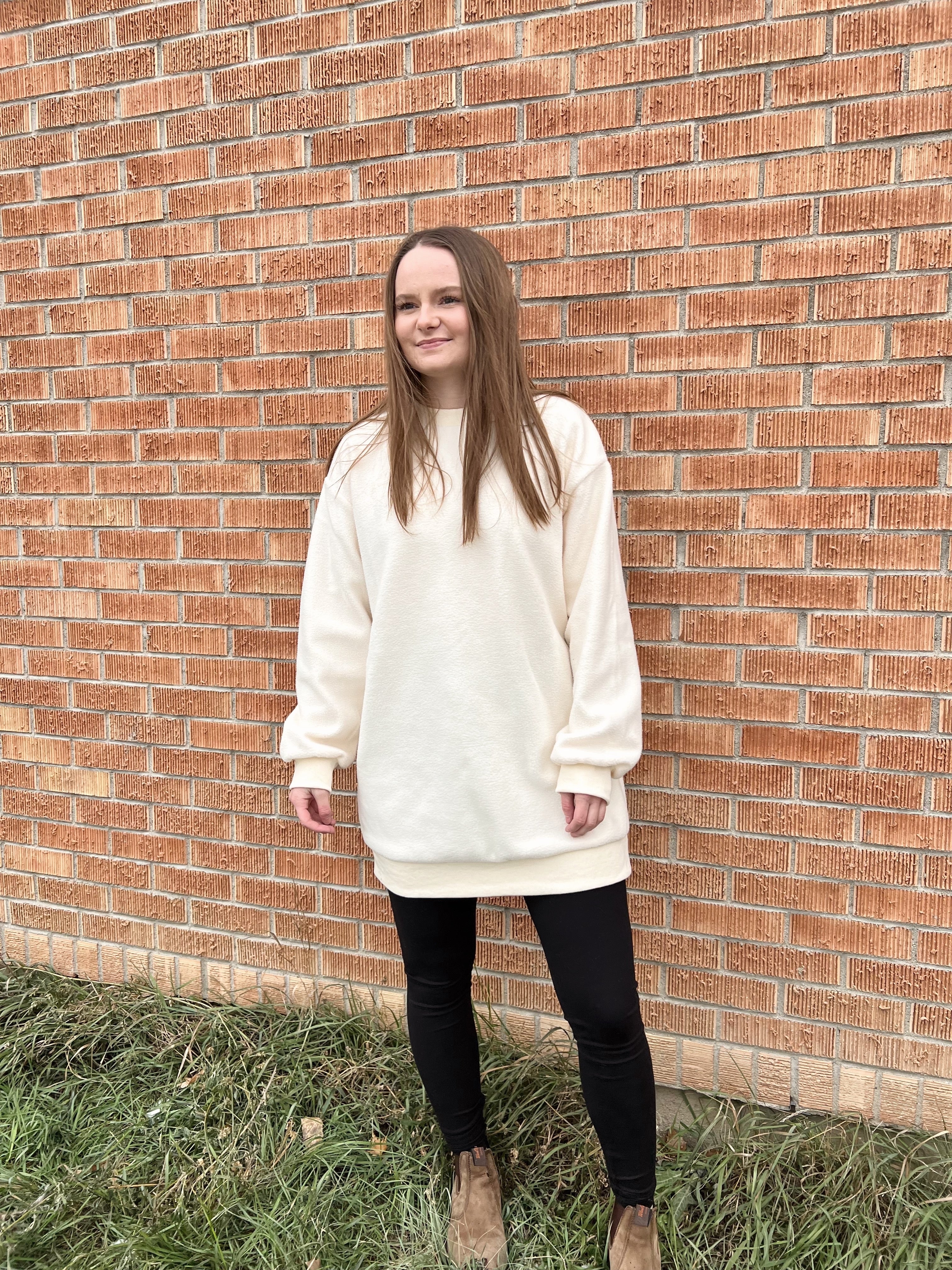 Sadie & Sage Chilly Nights Crewneck Tunic Dress - Ivory