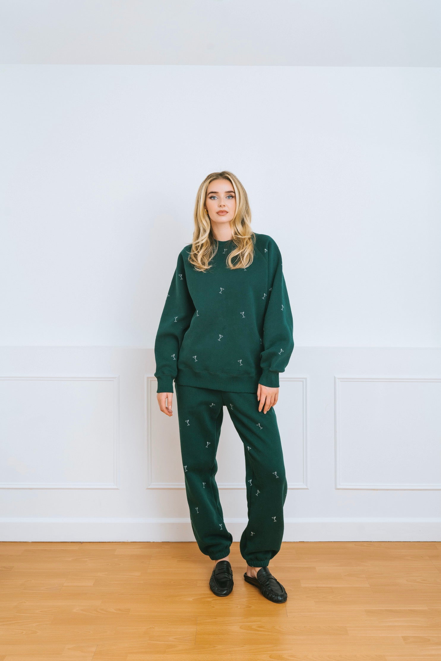 Brunette the Label All Over Martini NYBF Crew - Dark Green