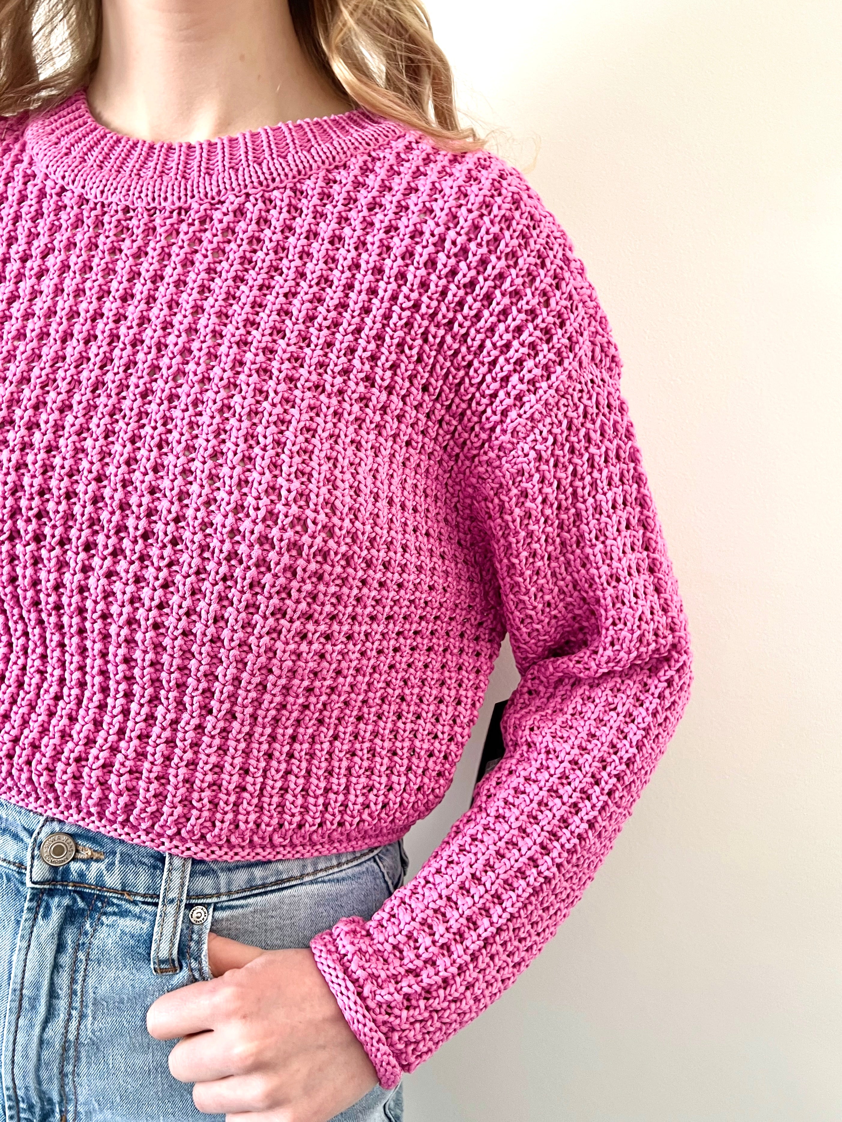 RD Style Darla Crochet Crewneck - Rose