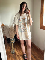Load image into Gallery viewer, Girl Dangerous Butterfly Chart Tshirt Dress - Cream
