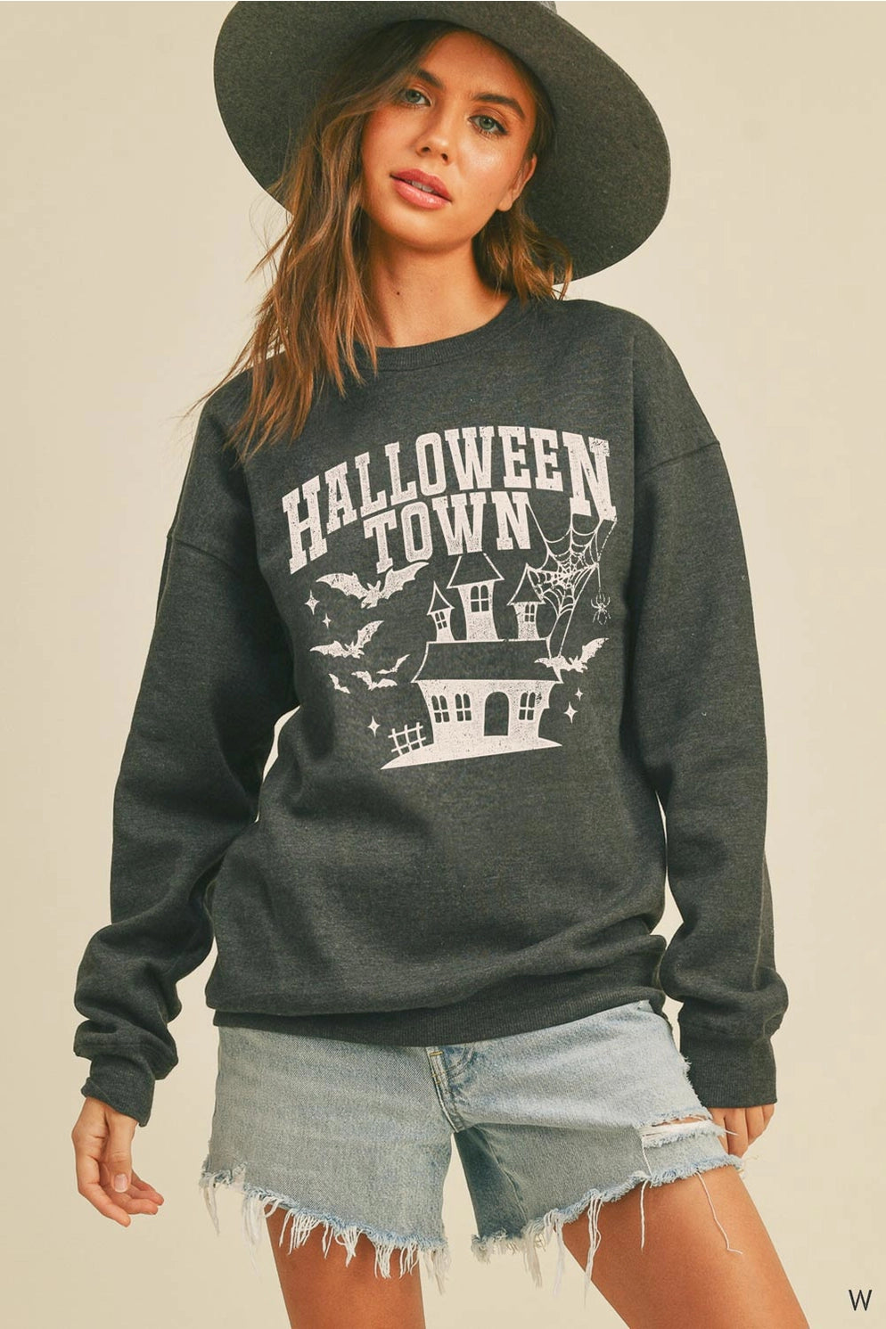 Honestee Halloweentown Graphic Crewneck - Vintage Black