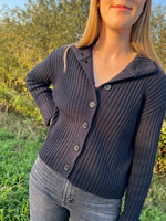 Load image into Gallery viewer, RD Style Lakshmi Long Sleeve Mockneck Cardigan - Dark Storm
