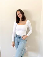 Load image into Gallery viewer, RD Style Stacy Square Neck Bodysuit - White
