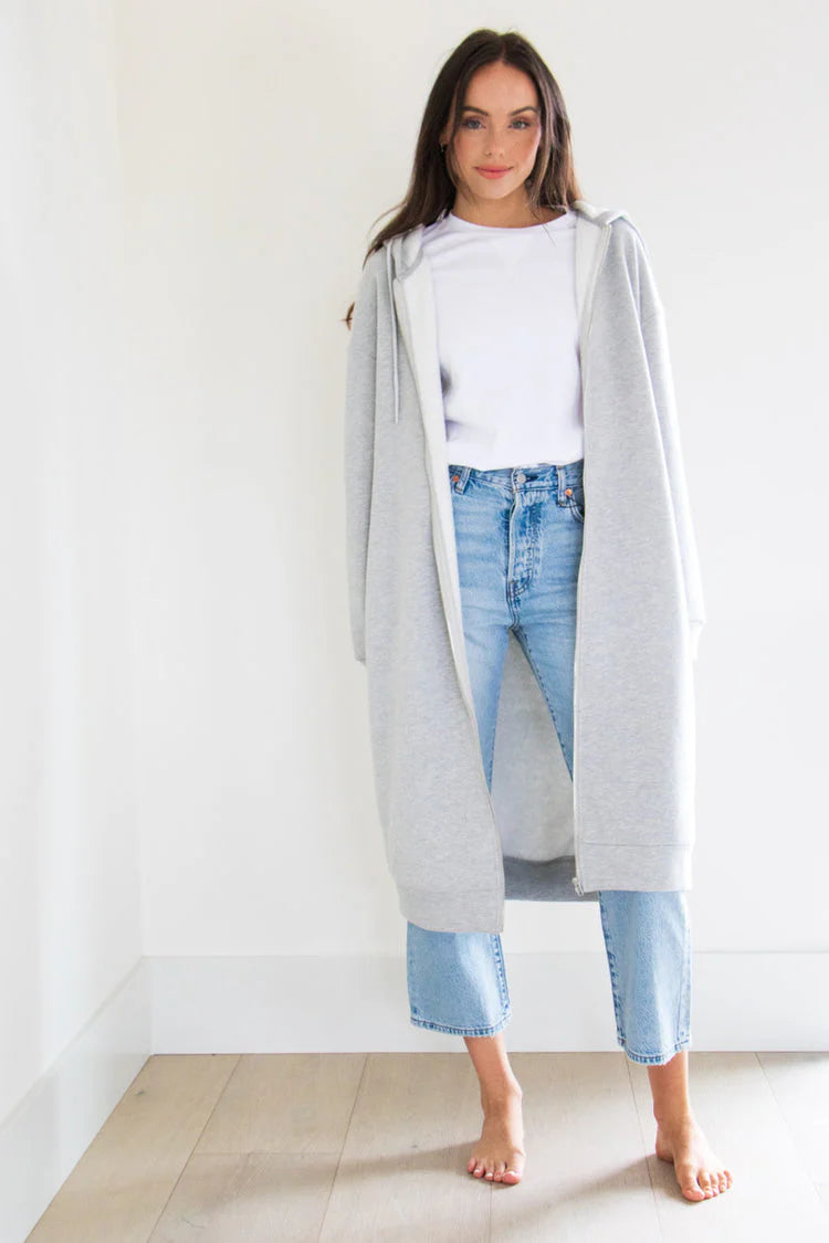 Priv Mila Maxi Zip Sweater - Grey