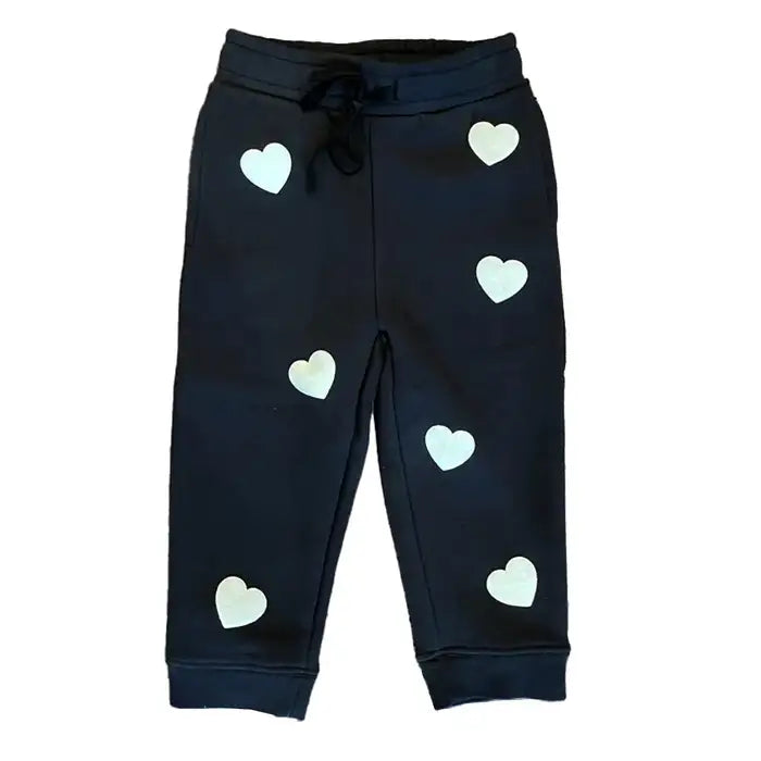 Brunette the Label Oversized Kids All Over Heart Oversized Jogger - Black