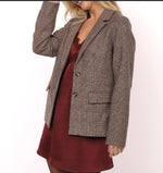 Load image into Gallery viewer, Sadie &amp; Sage Ambition Houndstooth Blazer - Dark Brown
