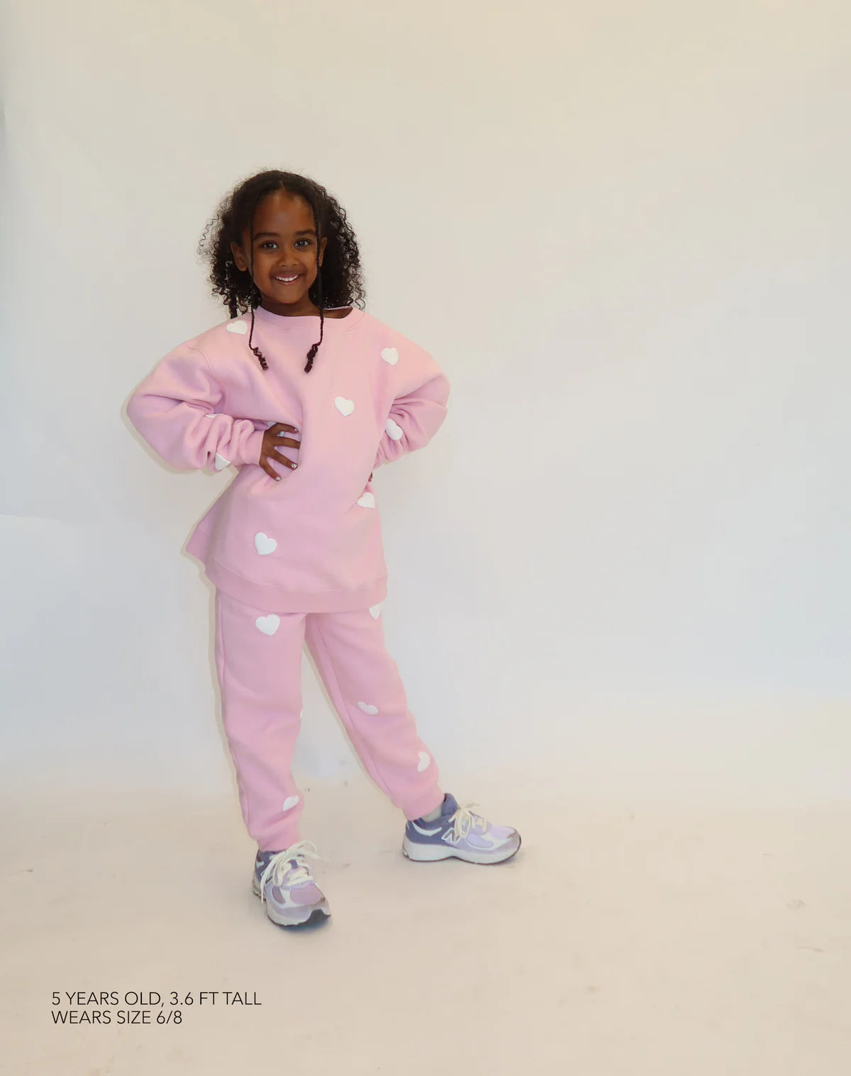 Brunette the Label Kids All Over Heart Classic Crew - Bubblegum
