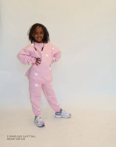 Brunette the Label Kids All Over Heart Classic Crew - Bubblegum