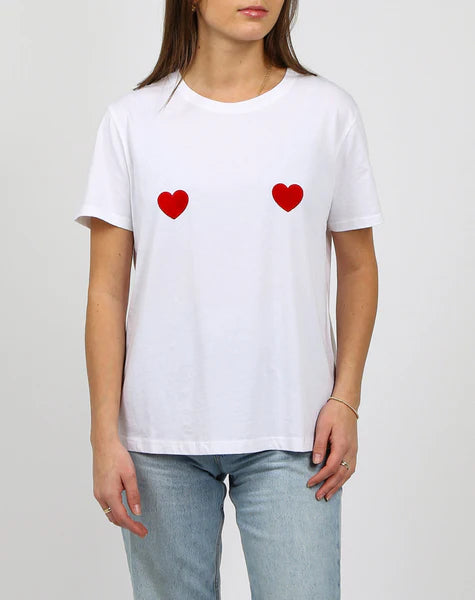 Brunette the Label Double Heart Classic Tee - White