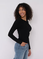Load image into Gallery viewer, RD Style Sylvie Ribbed Henley Top
