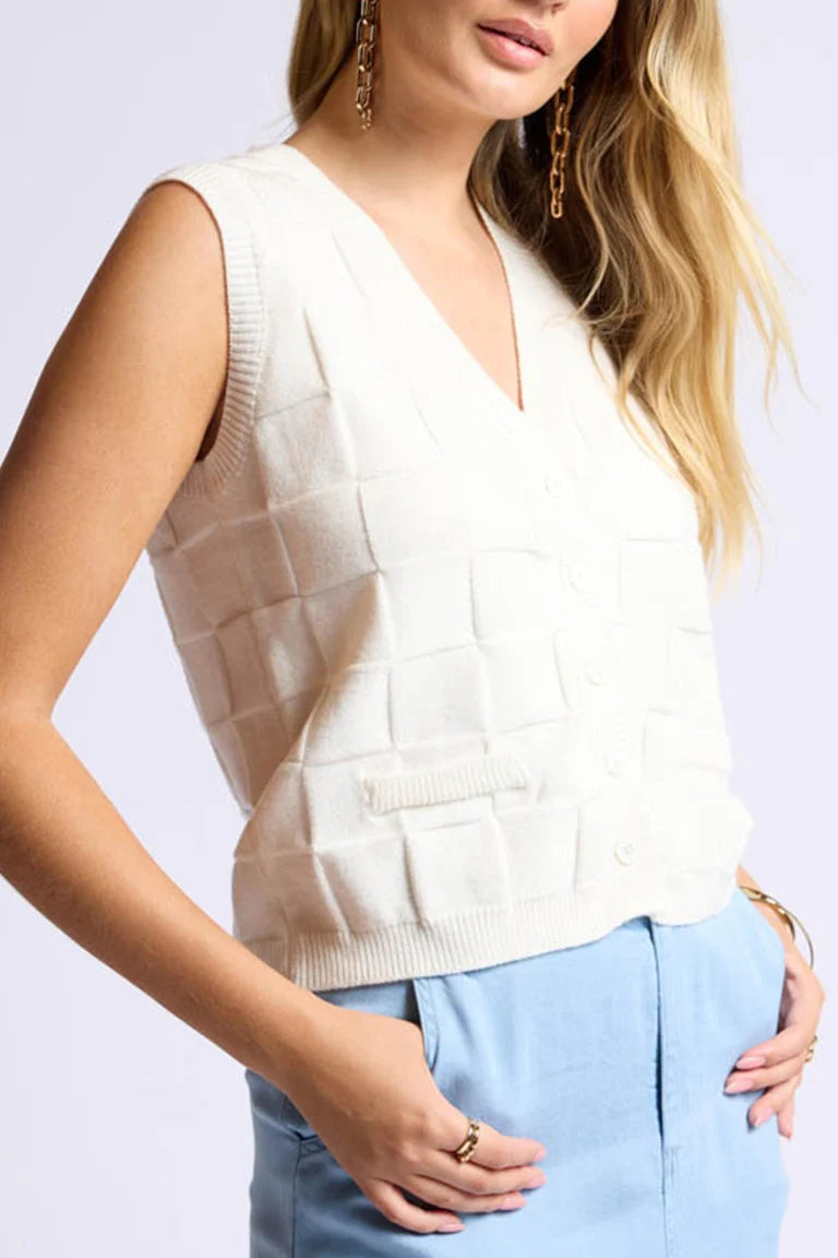 Sage the Label Jennie Checkered Vest Tank - White