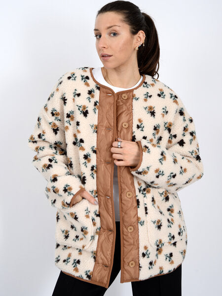 RD Style Sophia Floral Sherpa Button Jacket