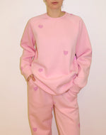 Load image into Gallery viewer, Brunette the Label All Over Heart Big Sis Crewneck - Pink w Lavender
