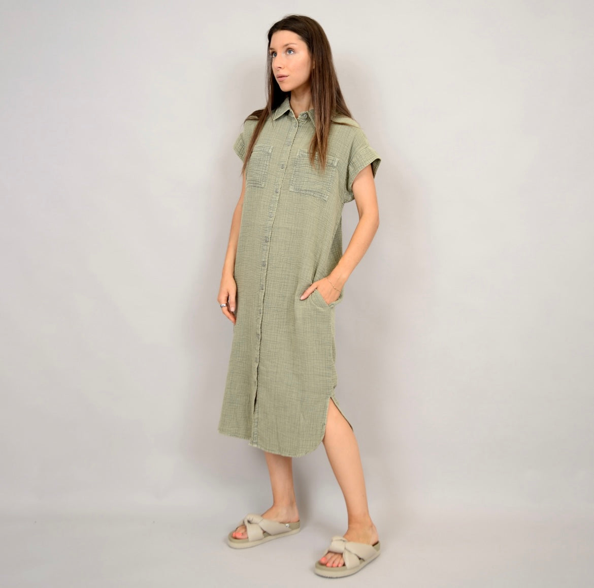RD Style Aira Gauze Shirt Dress