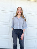 Load image into Gallery viewer, Sadie &amp; Sage Bird Song Cuffed Boxy Tee - Cloud Blue
