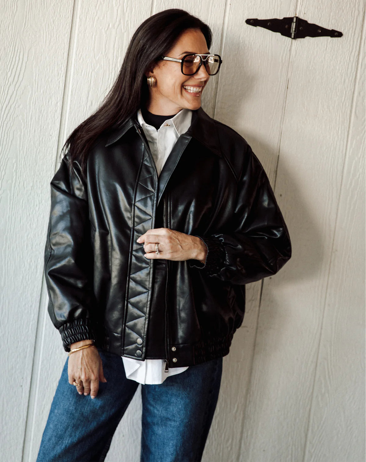 Brunette the Label Christine Vegan Leather Bomber