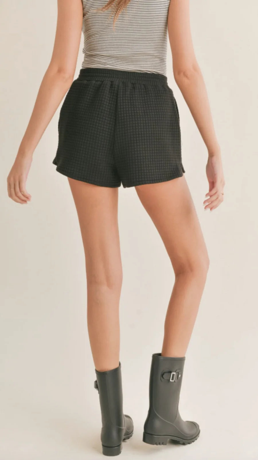 Sadie & Sage Pastime Textured Terry Shorts - Black