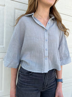 Load image into Gallery viewer, Sadie &amp; Sage Bird Song Cuffed Boxy Tee - Cloud Blue
