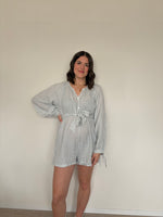 Load image into Gallery viewer, Priv Tawny Belted Gingham Romper - Blue
