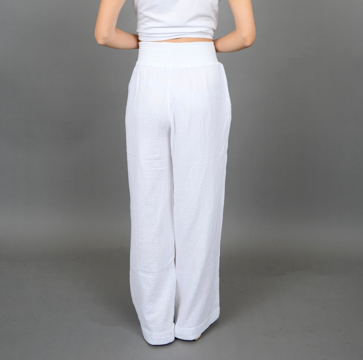 RD Style Anokia Gauze Pants - White
