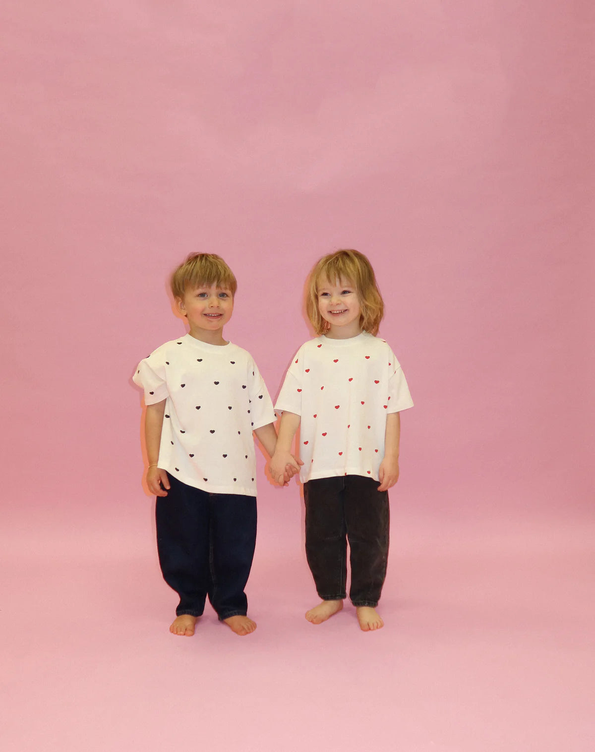 Brunette the Label Kids All Over Heart Boxy Tee - Black Hearts