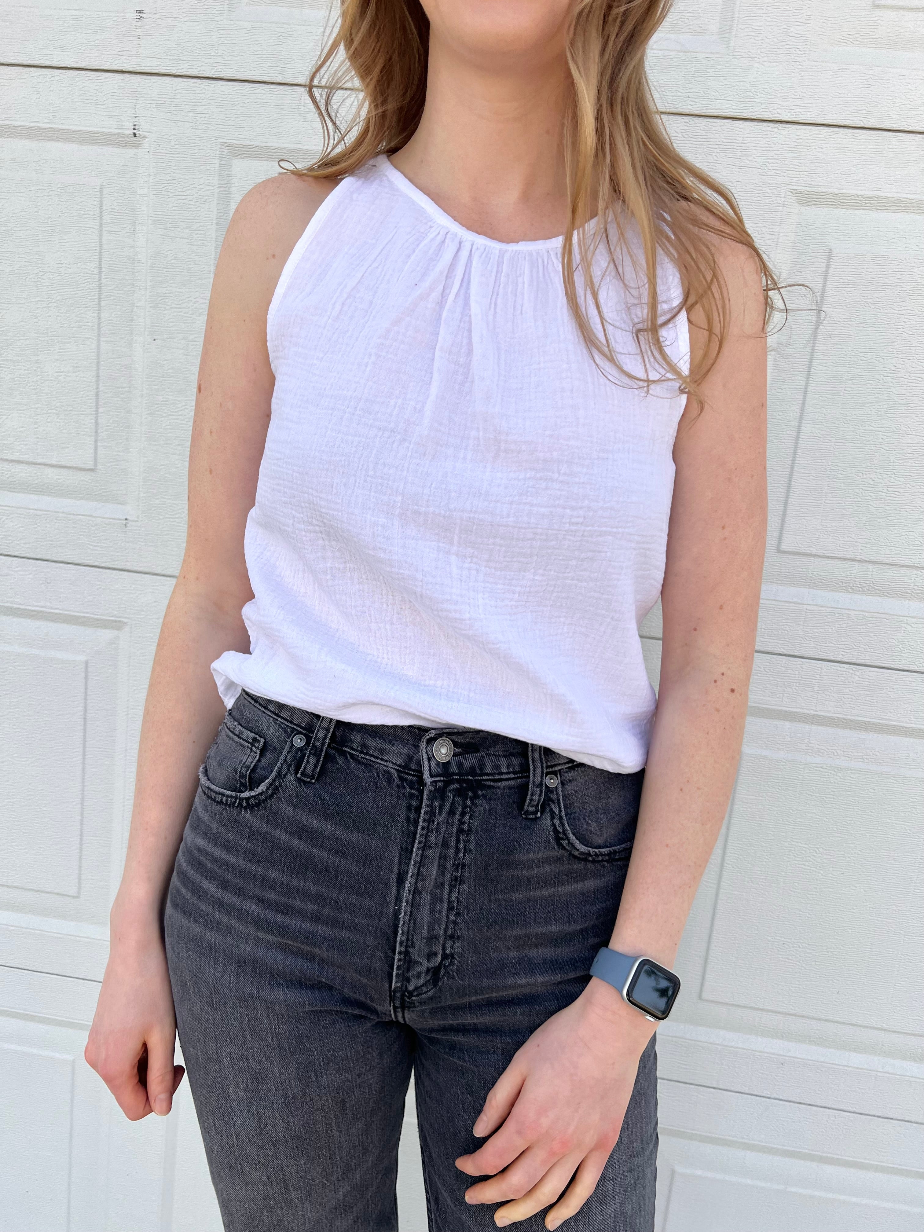 RD Style Heine Gauze Tank Top - White