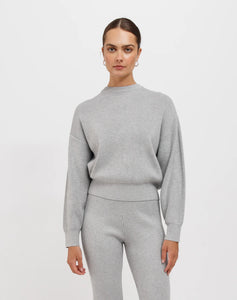 Brunette the Label Olivia Rib Knit Crew - Grey