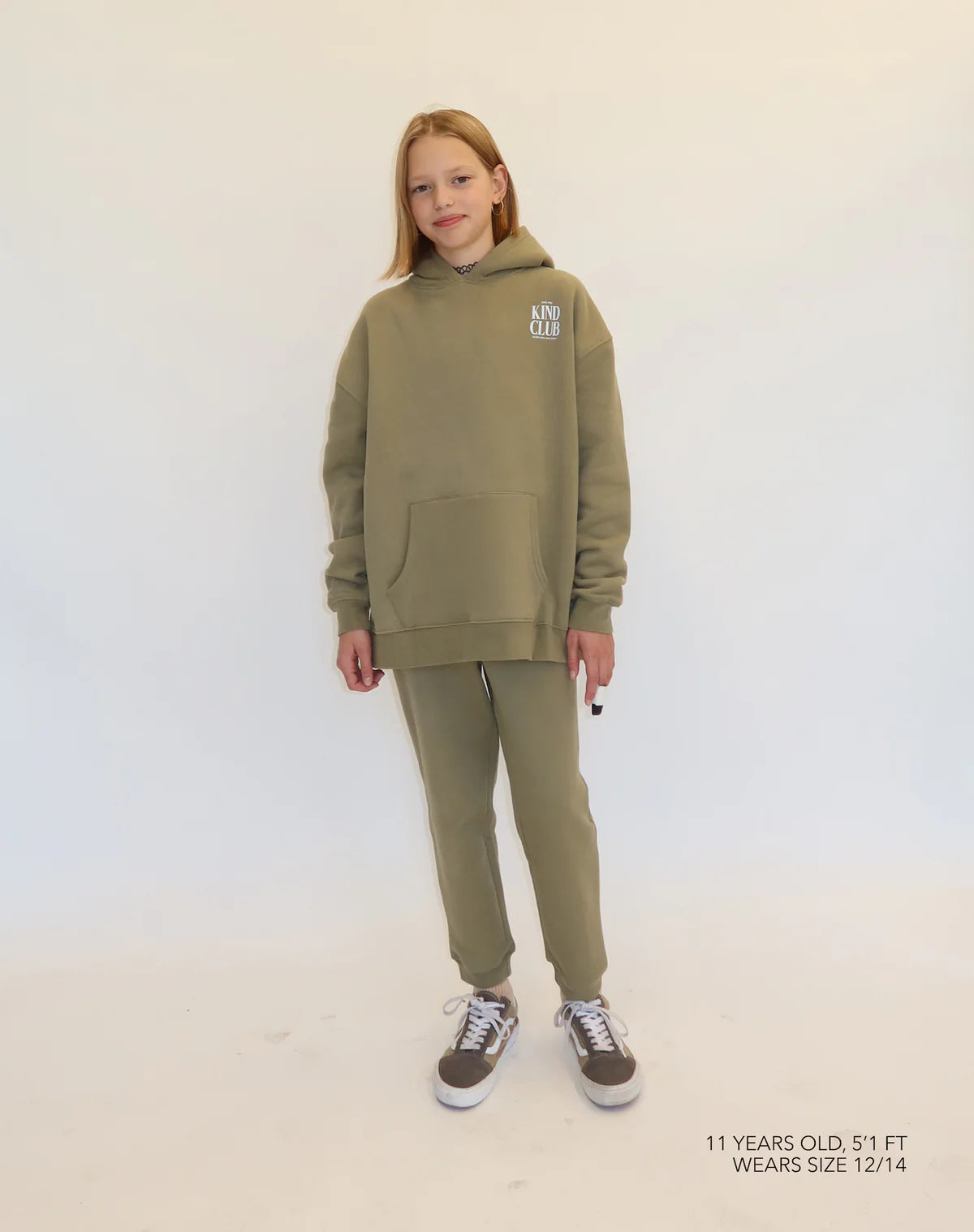 Brunette the Label Kids Big Sister Kind Club Hoodie - Olive
