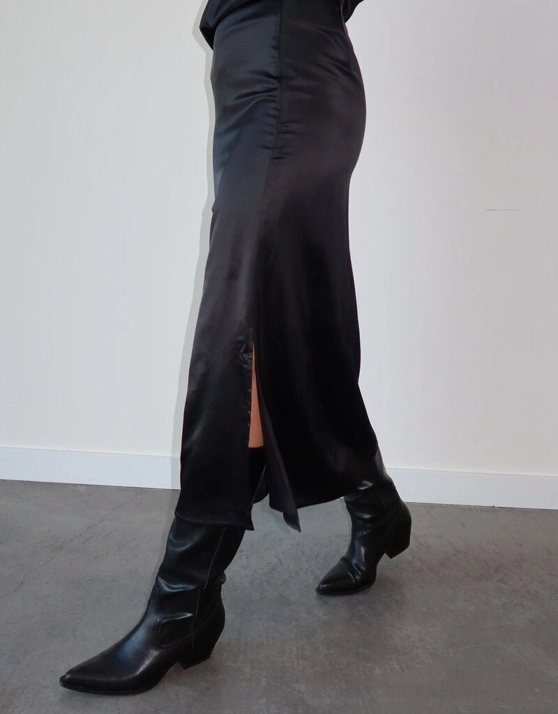 Brunette the Label Satin Maxi Skirt - Black