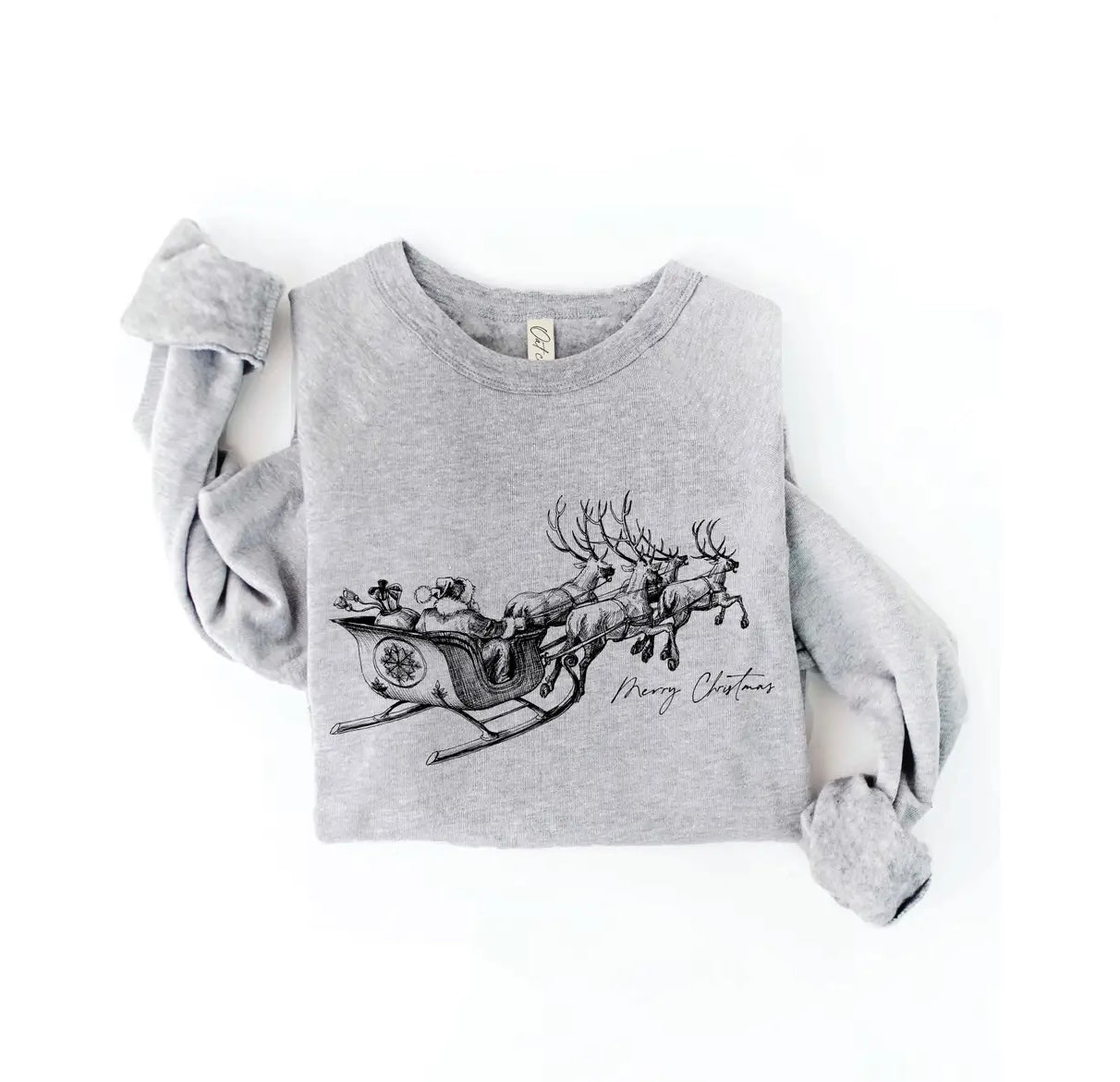 Merry Christmas Graphic Crewneck - Heather Grey