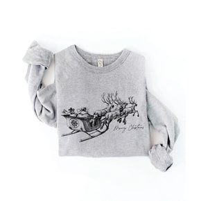 Merry Christmas Graphic Crewneck - Heather Grey