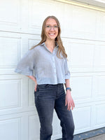 Load image into Gallery viewer, Sadie &amp; Sage Bird Song Cuffed Boxy Tee - Cloud Blue
