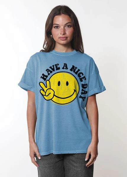 Girl Dangerous Have a Nice Day Tee - Denim Blue