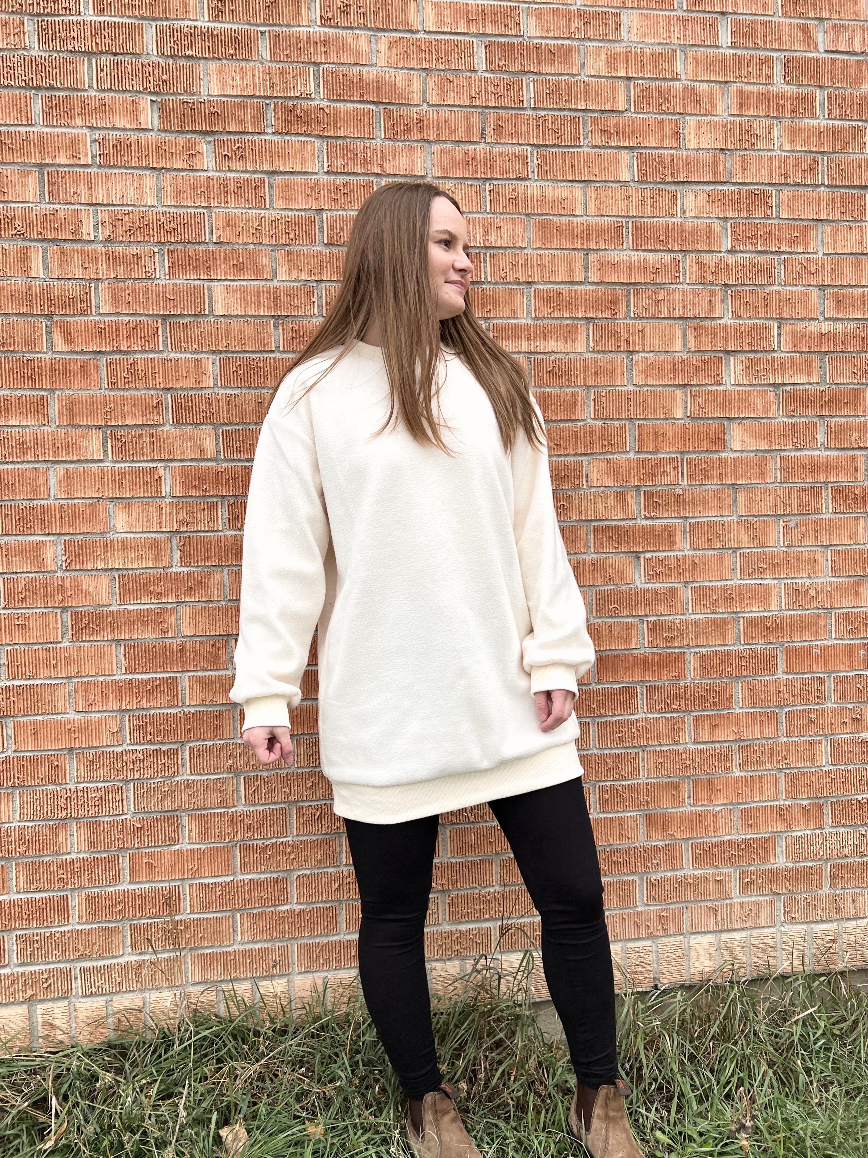 Sadie & Sage Chilly Nights Crewneck Tunic Dress - Ivory