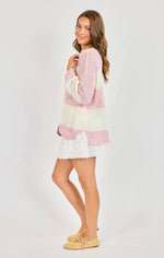 Load image into Gallery viewer, Sadie &amp; Sage Helen Stripe Sweater - Pink/Ivory
