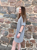 Load image into Gallery viewer, Brunette the Label Oversized Striped Tee Dress - Heather Grey
