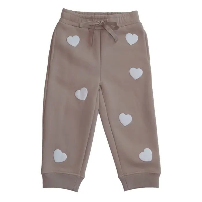 Brunette the Label Oversized Kids All Over Heart Oversized Jogger - Oyster