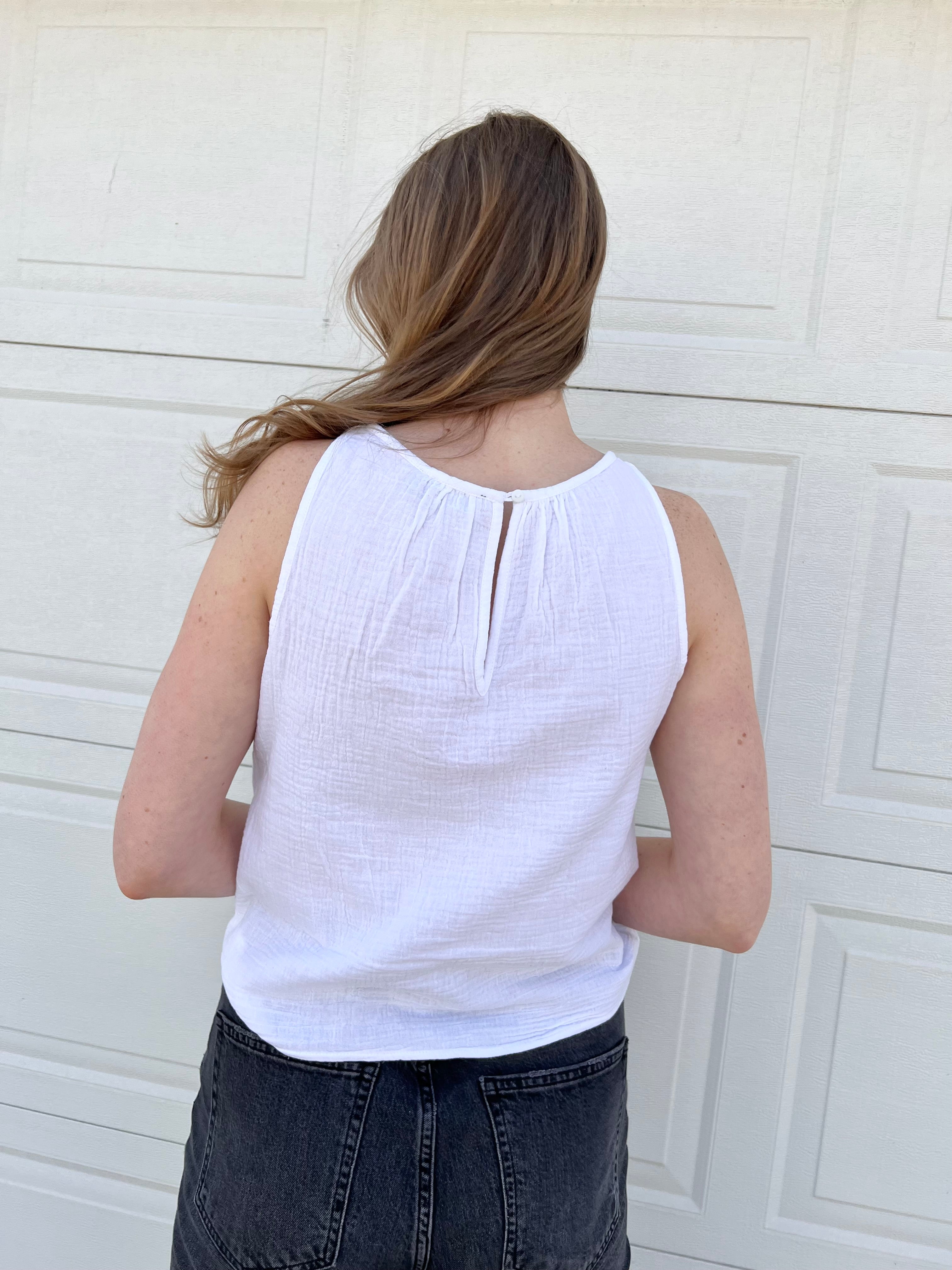 RD Style Heine Gauze Tank Top - White